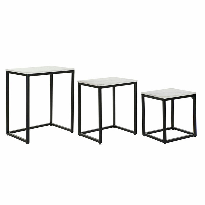 Set de 3 mese DKD Home Decor Alb Negru 50 x 35 x 60,5 cm