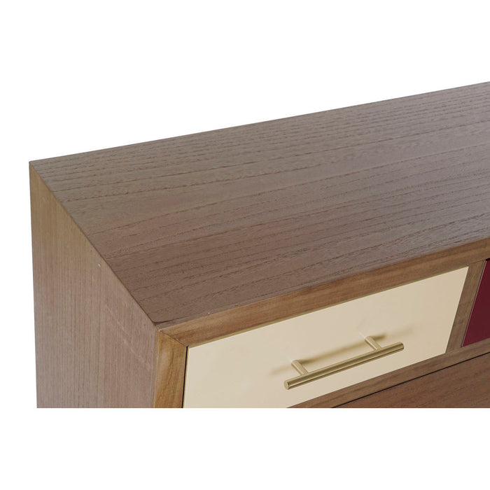 Dulap cu Sertare DKD Home Decor   Natural Metal Crem Castaniu Lemn de paulownia (80 x 34 x 84 cm)