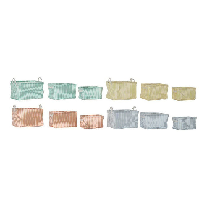 Set de Coșuri DKD Home Decor Galben Albastru Verde Portocaliu Plastic 35 x 25 x 23 cm (4 Piese)