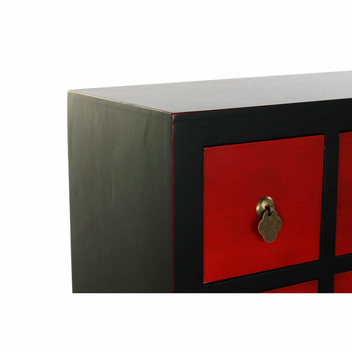 Dulap cu Sertare DKD Home Decor Negru Roșu Brad Lemn MDF Oriental 63 x 27 x 101 cm