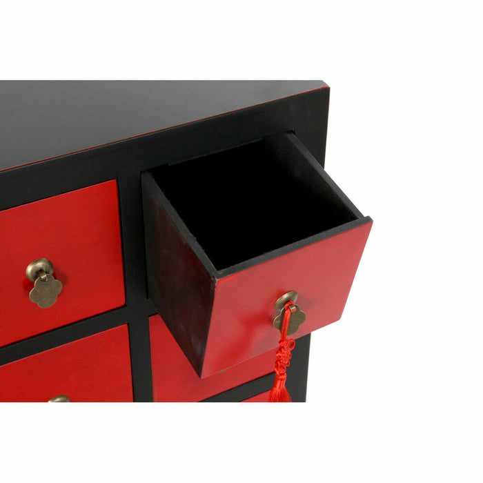 Dulap cu Sertare DKD Home Decor Negru Roșu Brad Lemn MDF Oriental 63 x 27 x 101 cm