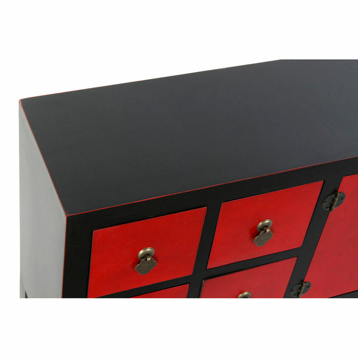 Mobilă TV DKD Home Decor Roșu Negru Brad Lemn MDF 130 x 25 x 50,5 cm