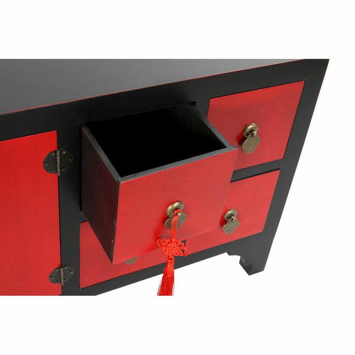 Mobilă TV DKD Home Decor Roșu Negru Brad Lemn MDF 130 x 25 x 50,5 cm