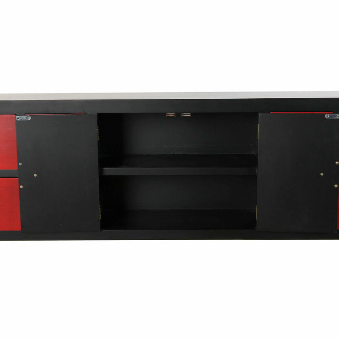 Mobilă TV DKD Home Decor Roșu Negru Brad Lemn MDF 130 x 25 x 50,5 cm