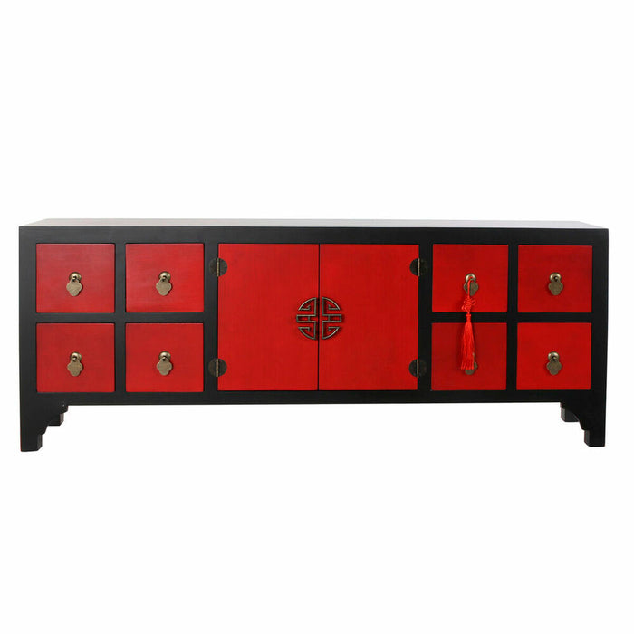 Mobilă TV DKD Home Decor Roșu Negru Brad Lemn MDF 130 x 25 x 50,5 cm