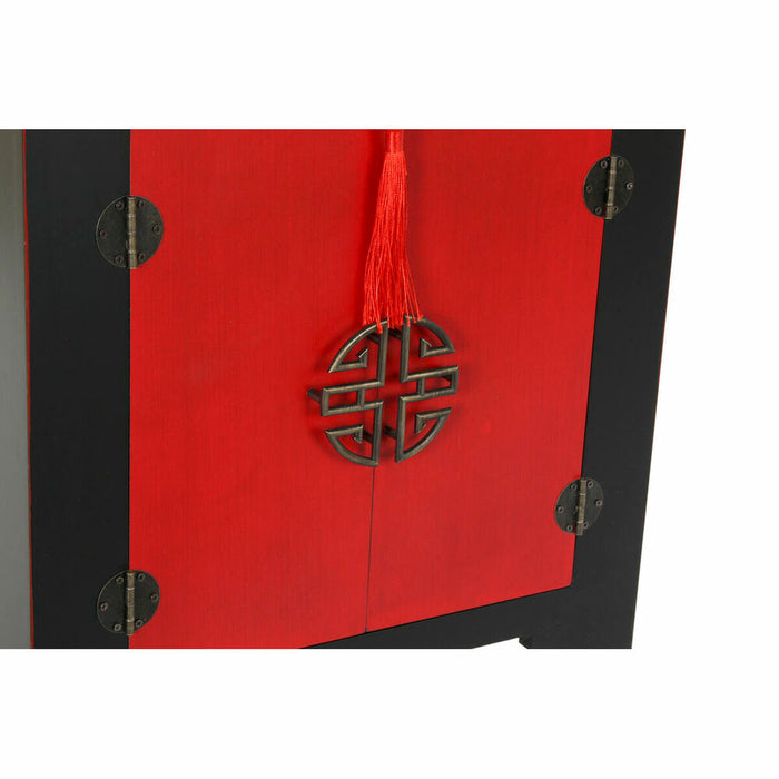 Noptieră DKD Home Decor Negru Roșu Brad Lemn MDF 45 x 35 x 66 cm