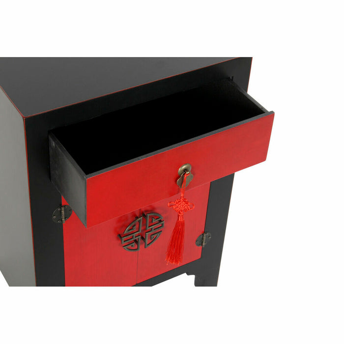 Noptieră DKD Home Decor Negru Roșu Brad Lemn MDF 45 x 35 x 66 cm