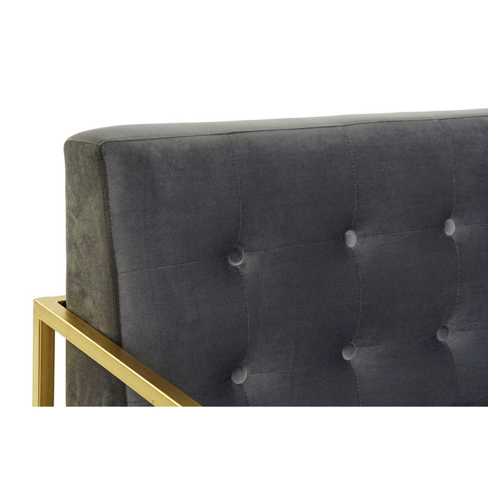 Canapea DKD Home Decor Gri Poliester Metal Auriu* Glam (128 x 70 x 76 cm)