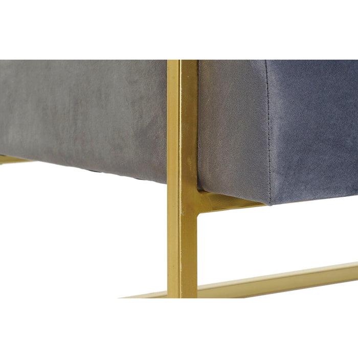 Canapea DKD Home Decor Gri Poliester Metal Auriu* Glam (128 x 70 x 76 cm)