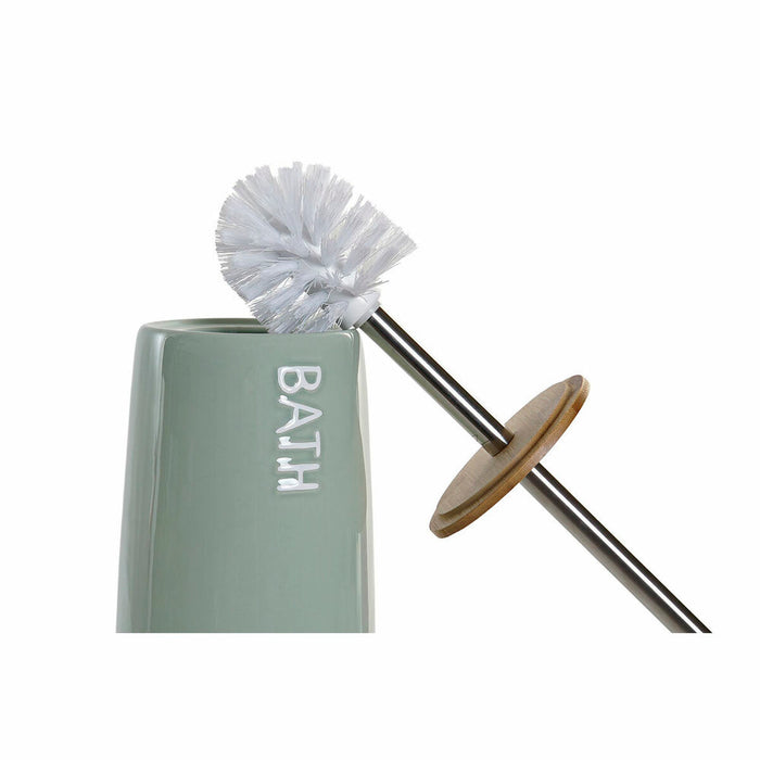 Perie pentru toaletă DKD Home Decor 8424001811410 Verde Roz Bambus Dolomite 12 x 12 x 38,5 cm (2 Unități)