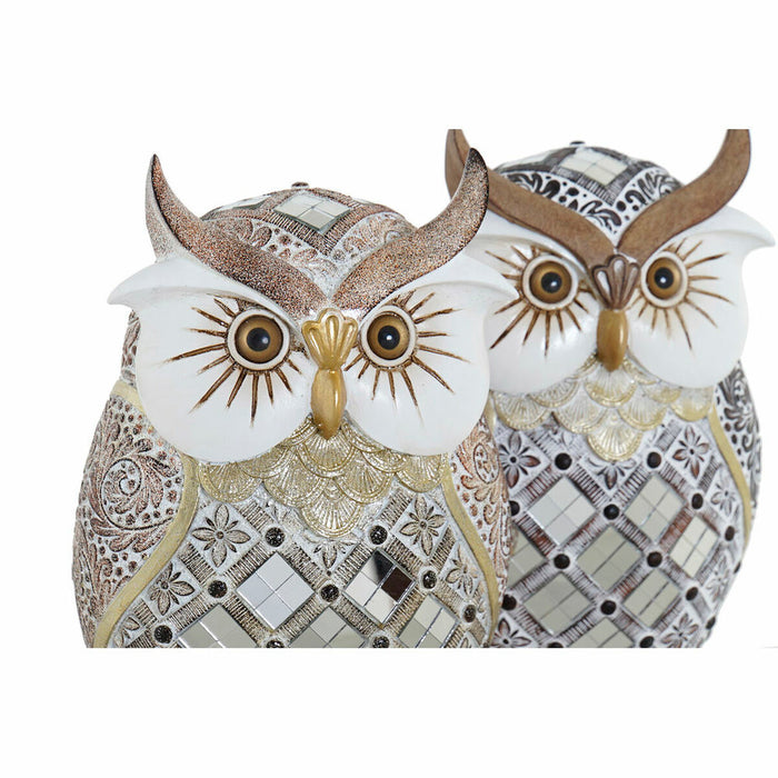 Figură Decorativă DKD Home Decor Auriu* Argintiu Bufniță 14 x 10 x 20 cm (2 Unități)