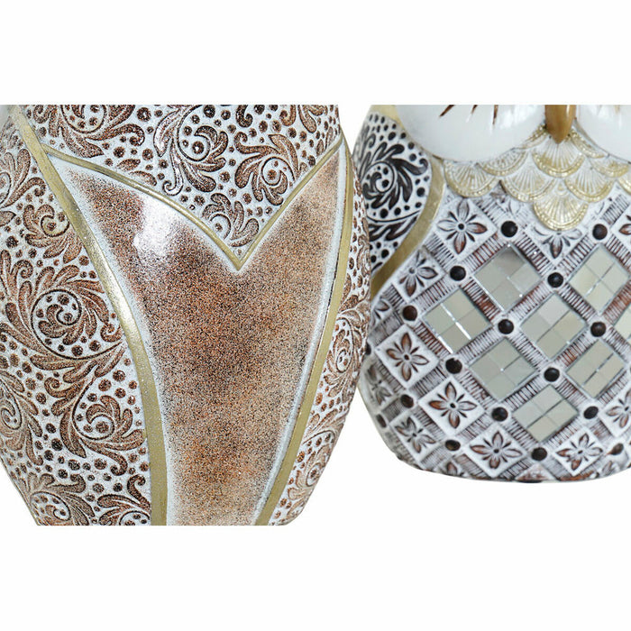 Figură Decorativă DKD Home Decor Auriu* Argintiu Bufniță 14 x 10 x 20 cm (2 Unități)