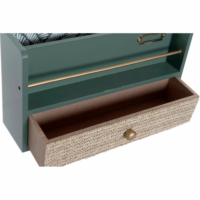 Organizator multifuncțional DKD Home Decor LD-181379 Verde polipropilenă Lemn MDF 30 x 9 x 17 cm (2 Unități)