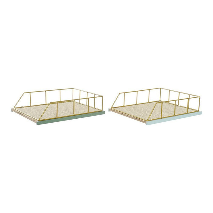 Tavă DKD Home Decor 8424001813865 28,5 x 36 x 9 cm Verde polipropilenă Lemn MDF (2 Unități)