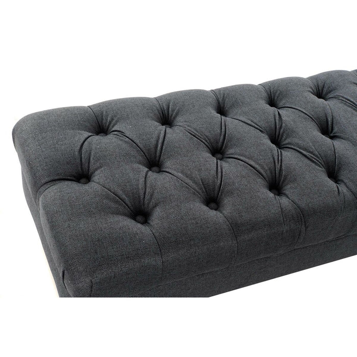 Banchetă DKD Home Decor   Natural Albastru Poliester Lemn de cauciuc (158 x 50 x 42 cm)
