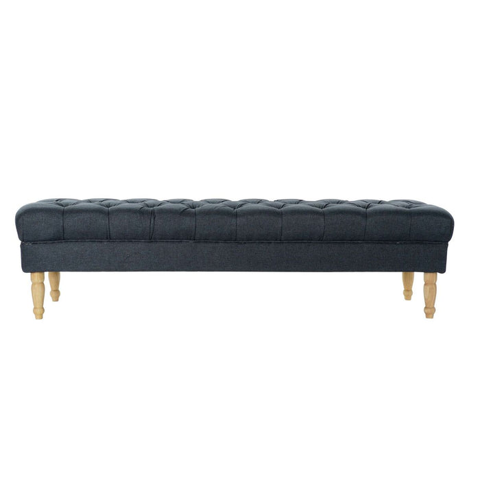 Banchetă DKD Home Decor   Natural Albastru Poliester Lemn de cauciuc (158 x 50 x 42 cm)