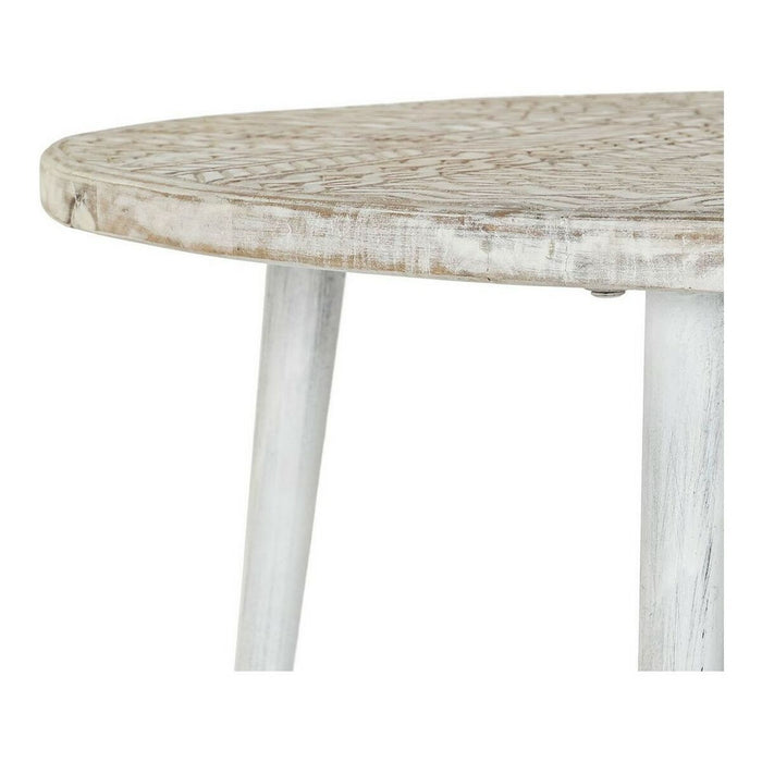 Masa laterală DKD Home Decor 8424001820115 75 x 75 x 50 cm Auriu* Metal Alb Lemn de mango (75 x 75 x 50 cm)