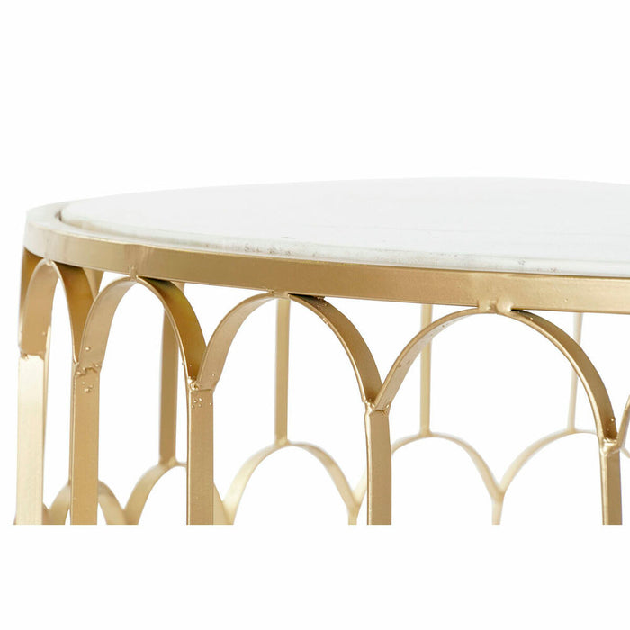 Masa de Cafea DKD Home Decor Glamour Alb Multicolor Auriu* Marmură Fier 87 x 87 x 51,5 cm