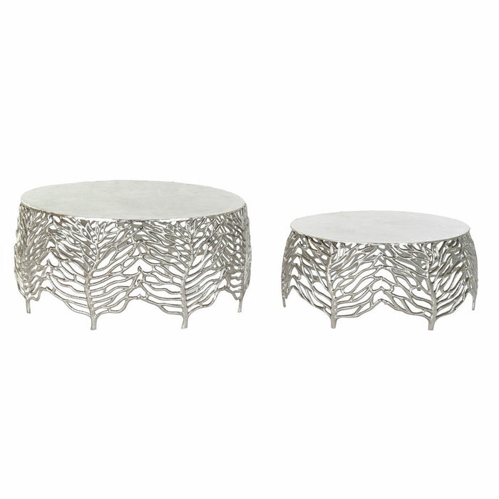 Masa laterală DKD Home Decor Aluminiu (2 pcs) (52 x 52 x 25 cm) (63.5 x 63.5 x 30.5 cm)