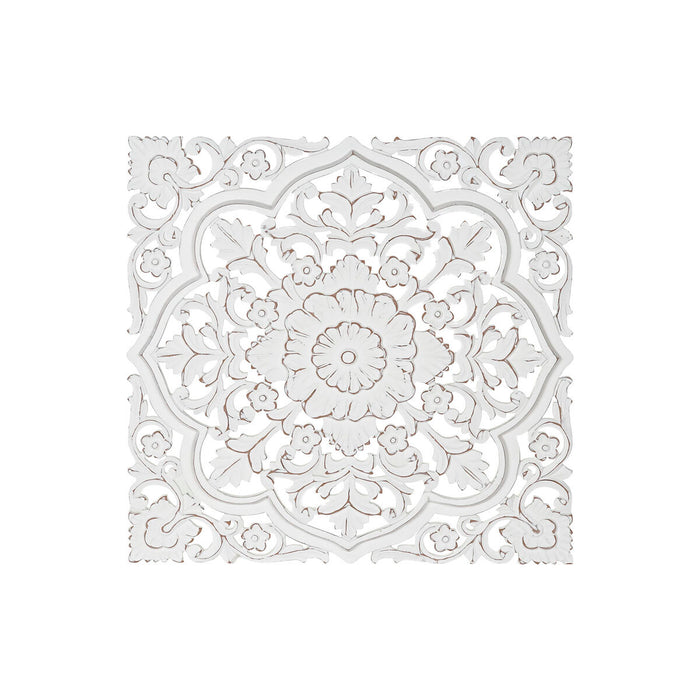 Decorațiune de Perete DKD Home Decor Alb Mandala Indian Finisaj învechit murat 90 x 4 x 90 cm