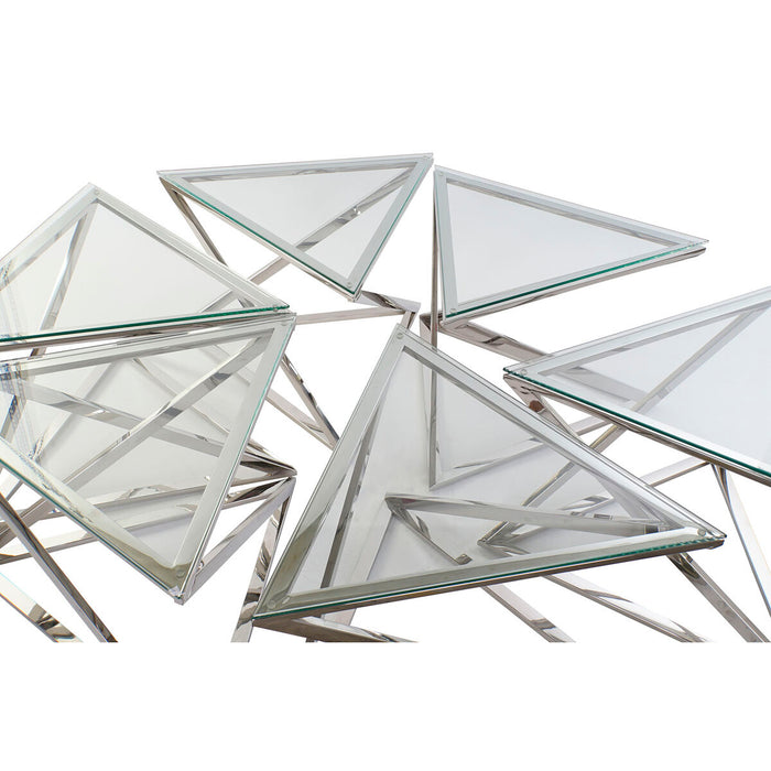 Masa de Cafea DKD Home Decor Argintiu Geam Oțel Plastic 137,5 x 120,5 x 46 cm