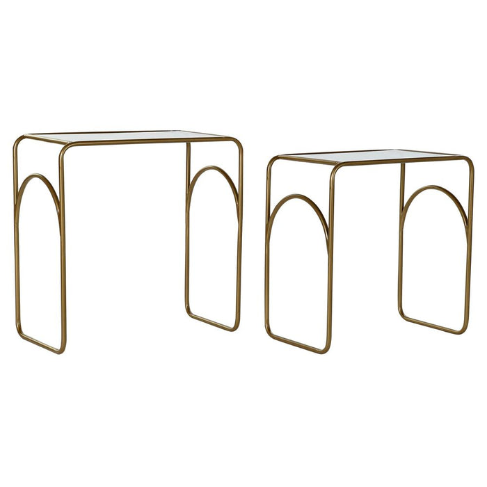 Set de 2 Măsuțe DKD Home Decor Auriu* Metal Geam 55 x 30 x 55 cm