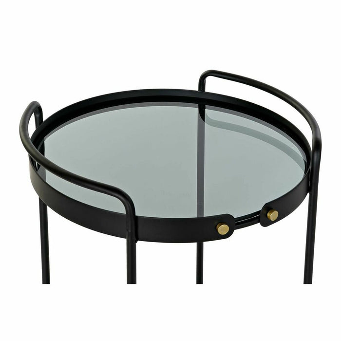 Masa laterală DKD Home Decor Geam Negru Metal (47 x 46 x 71 cm)