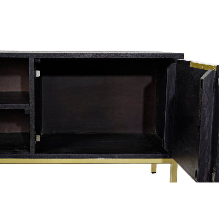 Mobilă TV DKD Home Decor Negru Metal Auriu* Lemn de mango (147 x 40 x 51 cm)