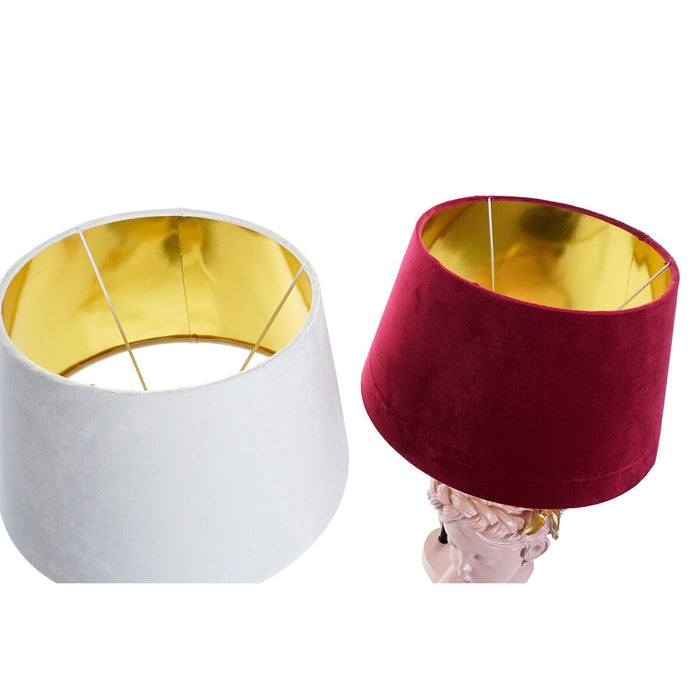 Lampă de masă DKD Home Decor Roșu Rășină Roz deschis 220 V 50 W 30 x 30 x 49 cm (2 Unități)