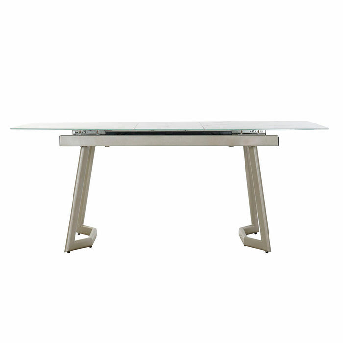 Masă de Sufragerie DKD Home Decor Geam Auriu* Metal Alb (140 x 80 x 76 cm)