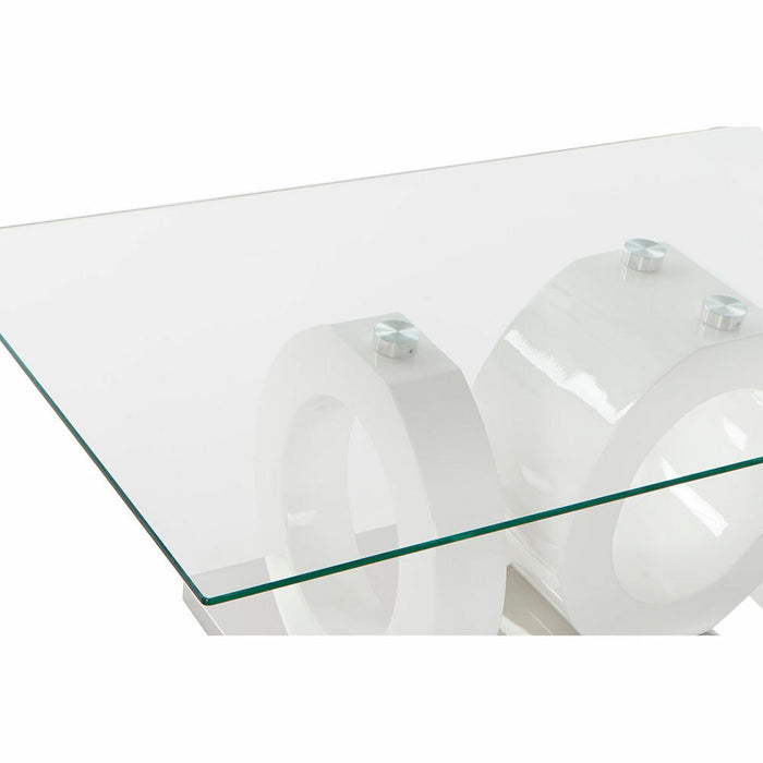 Masa de Cafea DKD Home Decor Alb Transparent Lemn Geam Lemn MDF 110 x 60 x 45 cm