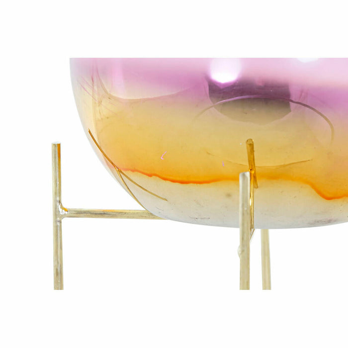 Suport de Lumânări DKD Home Decor 8424001830619 Roz Auriu* Metal Geam 19 x 19 x 20,5 cm