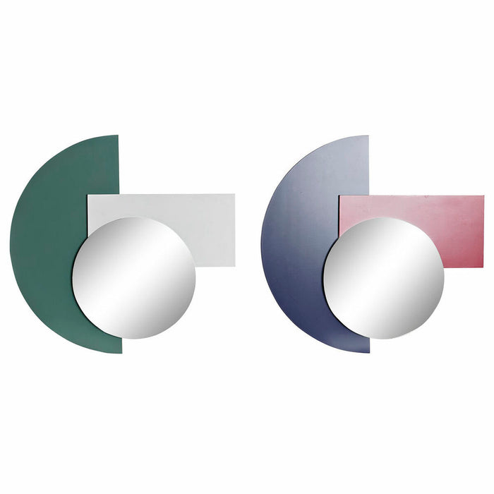 Oglindă de perete DKD Home Decor Albastru Alb Roșu Turquoise Lemn Geam Lemn MDF Modern 46,5 x 2,5 x 45 cm (2 Unități)