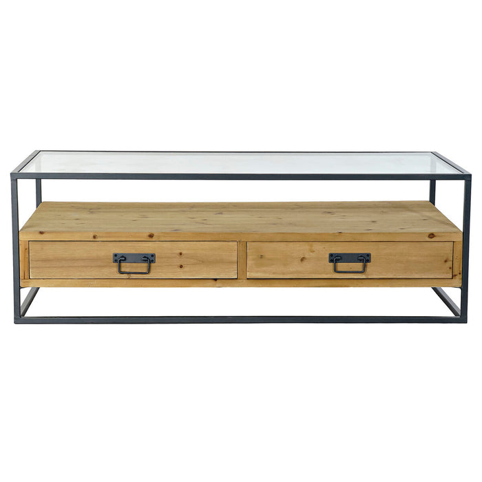 Masa de Cafea DKD Home Decor Metal Geam Brad (120 x 60 x 40 cm)