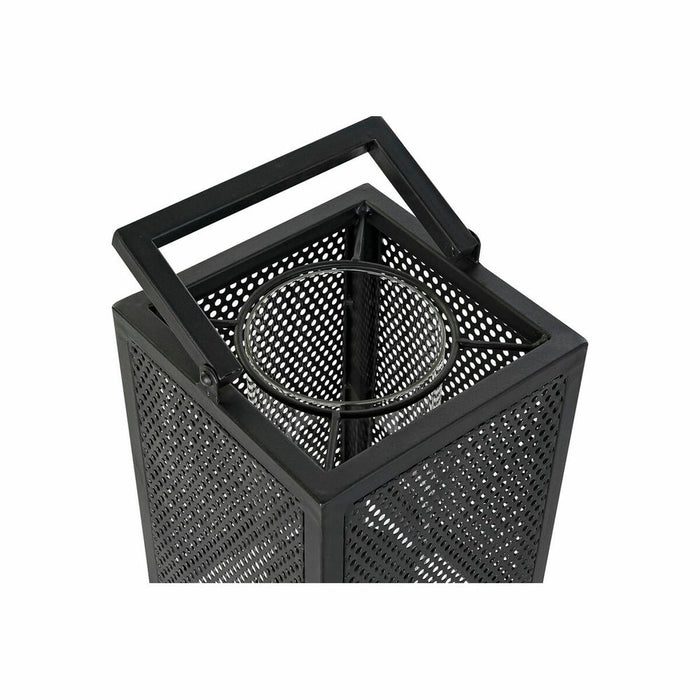 Suport de Lumânări DKD Home Decor Negru Metal Geam (20 x 20 x 82 cm)