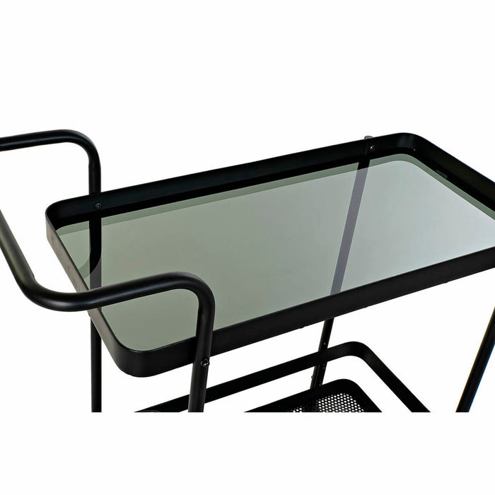 Cărucior multifuncțional DKD Home Decor Negru Metal Geam (80 x 40 x 84 cm)