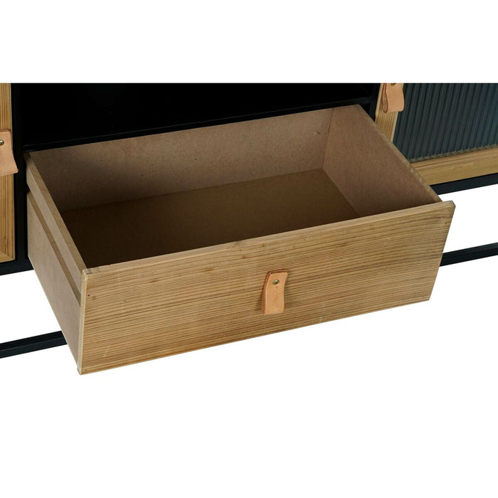 Mobilă TV DKD Home Decor Negru Lemn Metal Geam (140 x 40 x 50 cm)