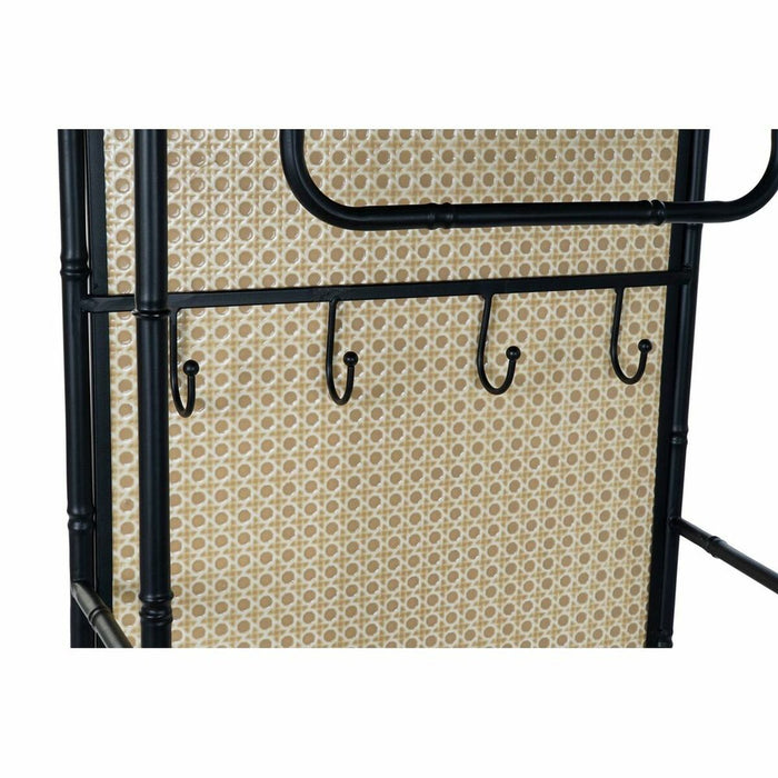 Suport de haine DKD Home Decor Oglindă Negru Lemn Metal Ratan (48 x 20.5 x 150 cm)