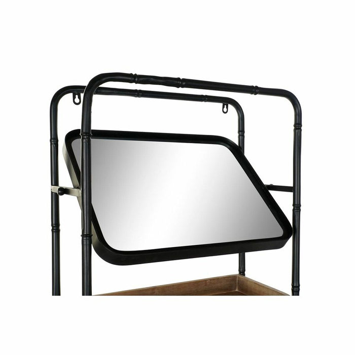 Suport de haine DKD Home Decor Oglindă Negru Lemn Metal Ratan (48 x 20.5 x 150 cm)