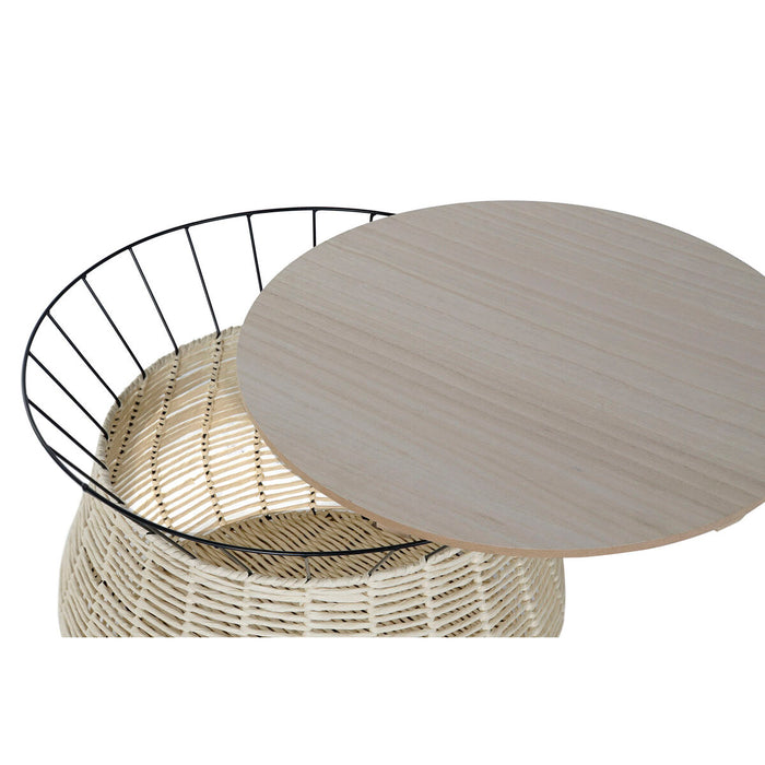 Masa de Cafea DKD Home Decor Negru Natural Metal Fier Lemn MDF 30 x 40 cm 54 x 54 x 40 cm