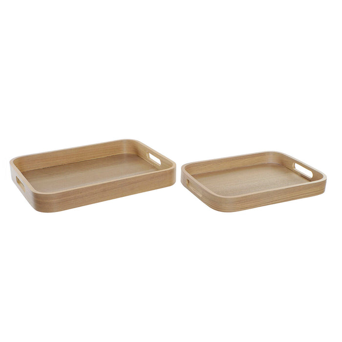 Tavă pentru gustari DKD Home Decor Natural Scandinav 40 x 30 x 5,5 cm (2 Unități)