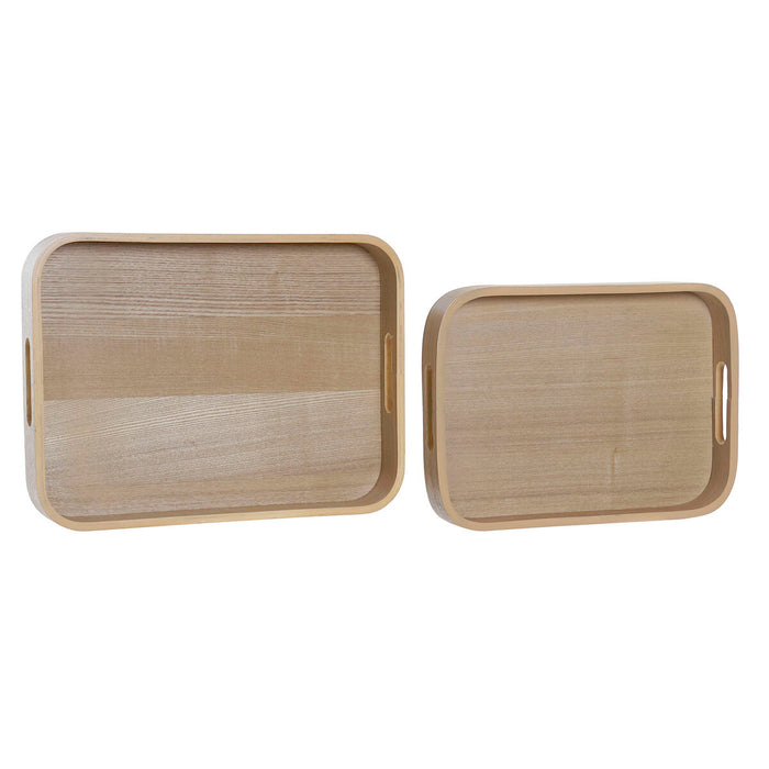 Tavă pentru gustari DKD Home Decor Natural Scandinav 40 x 30 x 5,5 cm (2 Unități)