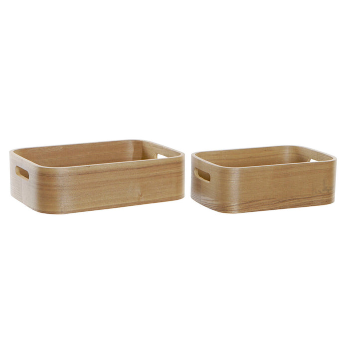 Set de Cutii Decorative DKD Home Decor Natural Lemn MDF 35,5 x 25 x 10 cm