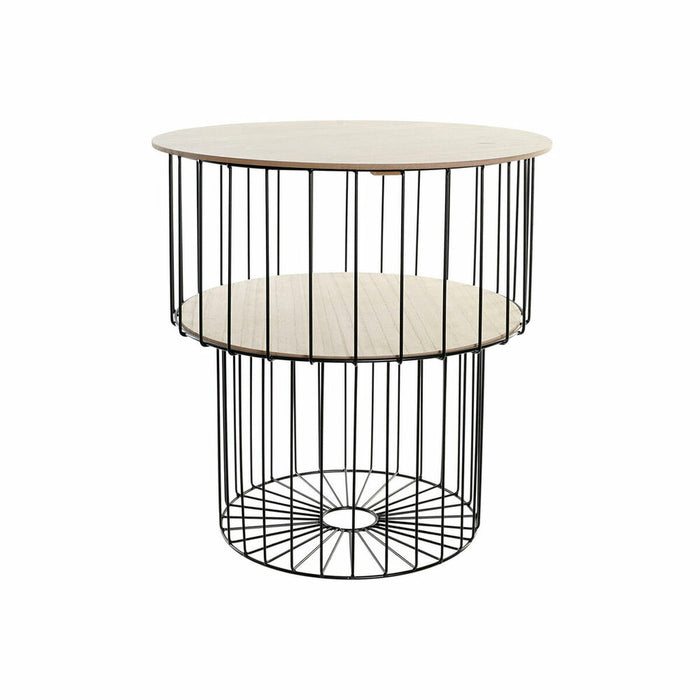 Masa laterală DKD Home Decor Natural Negru MDF Fier (49 x 49 x 51,5 cm)