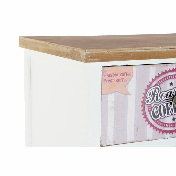 Dulap cu Sertare DKD Home Decor Alb Multicolor Natural Lemn Geam Lemn MDF Vintage 79,5 x 35 x 136 cm