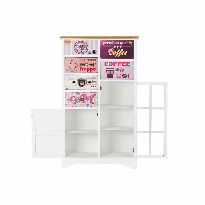 Dulap cu Sertare DKD Home Decor Alb Multicolor Natural Lemn Geam Lemn MDF Vintage 79,5 x 35 x 136 cm