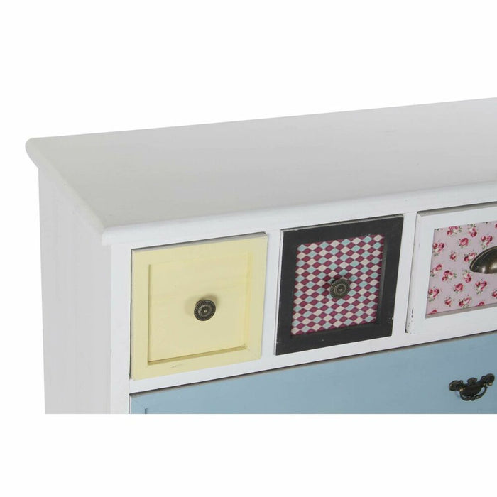 Servantă DKD Home Decor 103 x 36 x 83 cm Geam Negru Lemn Alb Galben Albastru celest