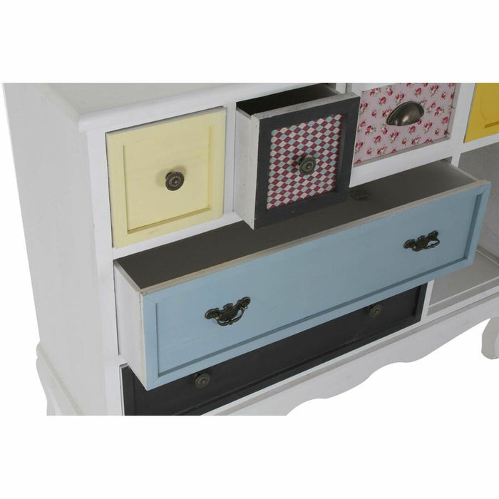 Servantă DKD Home Decor 103 x 36 x 83 cm Geam Negru Lemn Alb Galben Albastru celest