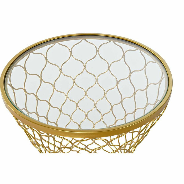 Masa laterală DKD Home Decor Geam Auriu* Metal (46 x 46 x 65 cm)