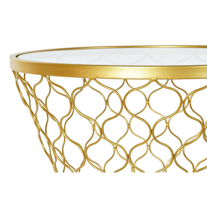 Masa laterală DKD Home Decor Geam Auriu* Metal (46 x 46 x 65 cm)